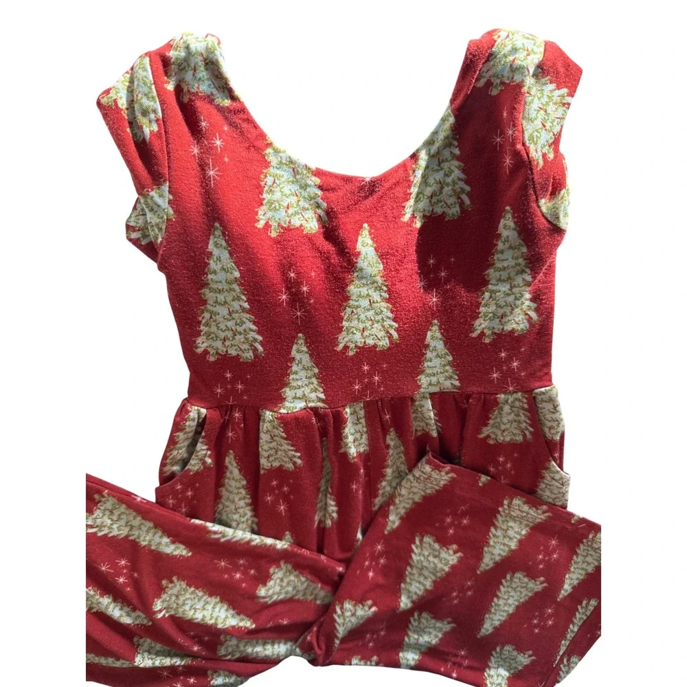 Dreamilene Kids‎ Christmas Tree Jumpsuit Red Green 2T,bamboo, Holiday,